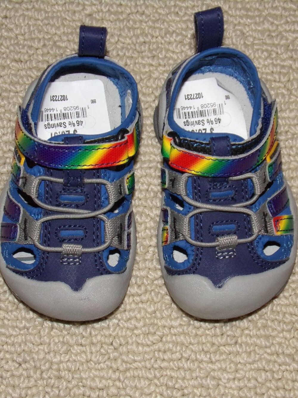 KEEN TODDLERS KNOTCH CREEK BRIGHT COBALT/RAINBOW SPORT SANDALS SZ 4